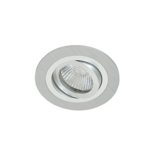 Interior MR16 Non-IC Round 1 Light Tilt Downlight (Brushed Aluminium And Polished Aluminium) - The Lighting Shop