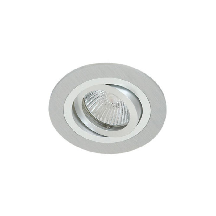 Interior MR16 Square 1 Light Tilt Round 12V LED Downlight Kit (Brushed Aluminium And Polished Aluminium) - The Lighting Shop