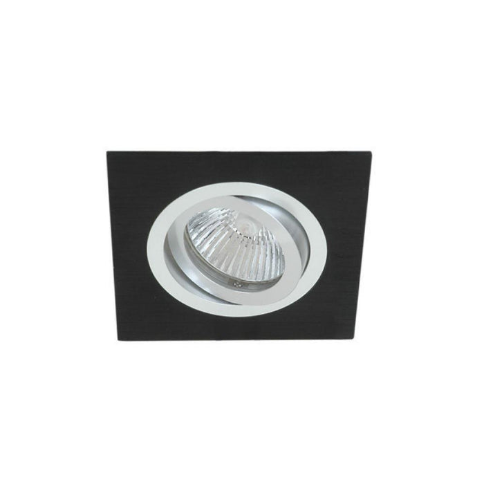 Interior MR16 Square 1 Light Tilt Downlight (Brushed Black And Polished Aluminium) - The Lighting Shop