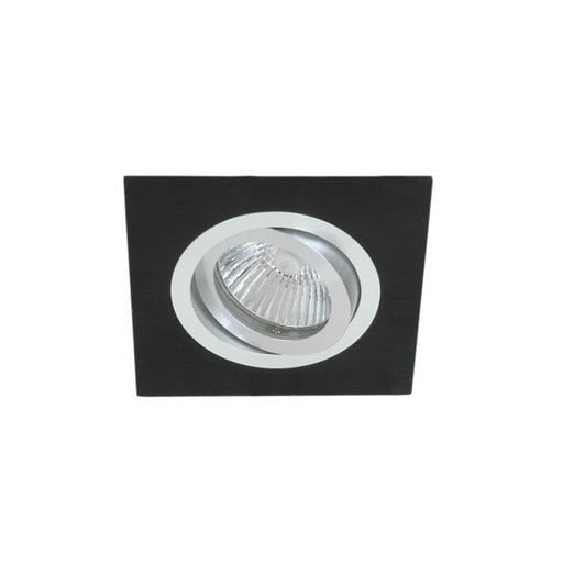 Interior MR16 Square 1 Light Tilt 12V LED Downlight Kit (Brushed Black And Polished Aluminium) - The Lighting Shop