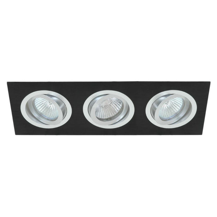 Interior MR16 Square 3 Light Tilt 12V LED Downlight Kit (Brushed Black And Polished Aluminium) - The Lighting Shop