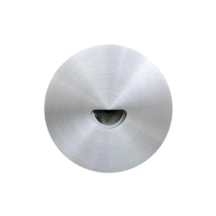 Exterior Brushed Aluminium Recessed Wall Light (Round) - IP54 - The Lighting Shop