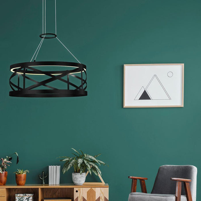 40W Harper Pendant Large Ebony 610Ø * 230Hmm 3000K Warm White 610Ø * 230Hmm - The Lighting Shop