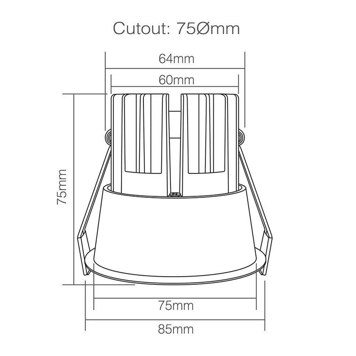 230V Downlight Round Low Glare White & Black CCT 10W IP20 85Ømm * 75mmHeight - The Lighting Shop