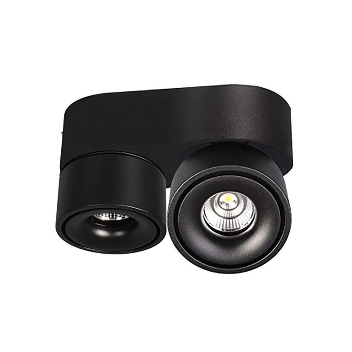 Bijou - Swivel Surface Mounted Downlight - Black 3K 2 x 8W - The Lighting Shop