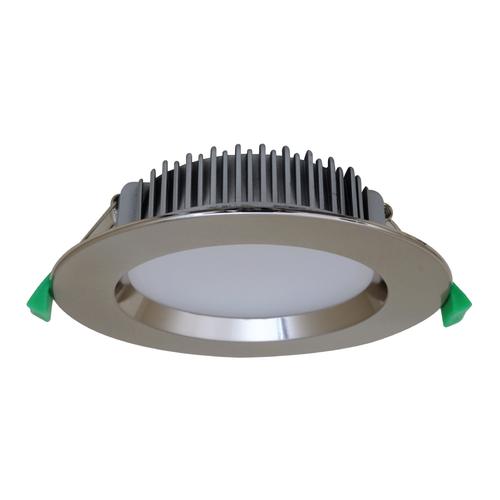 15W CRI>90 GEO15R Front Face Retrofit Downlight 160Ømm x 45mmHeight - WHITE/BRUSHED CHROME - The Lighting Shop