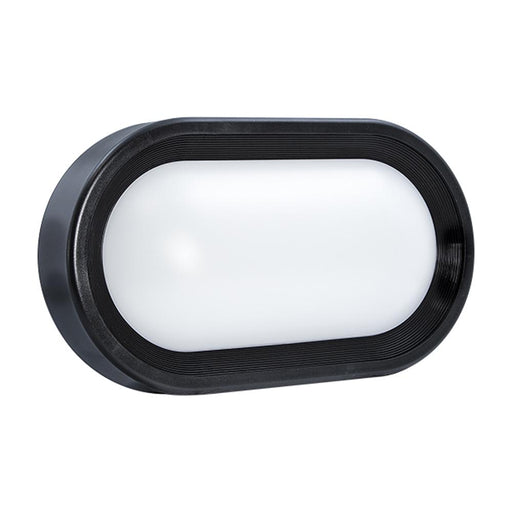 18W LED Exterior Bulkhead Range White 3000K Warm White L310 X D69 X H175mm - Black Trim - The Lighting Shop